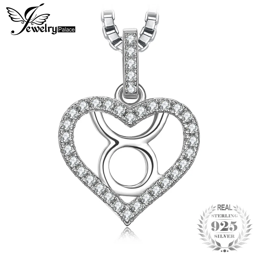 JewelryPalace Zodiac Constellation Taurus Heart Love 0.2ct Cubic Zirconia Pendant Necklace 925 Sterling Silver Without A Chain | Украшения