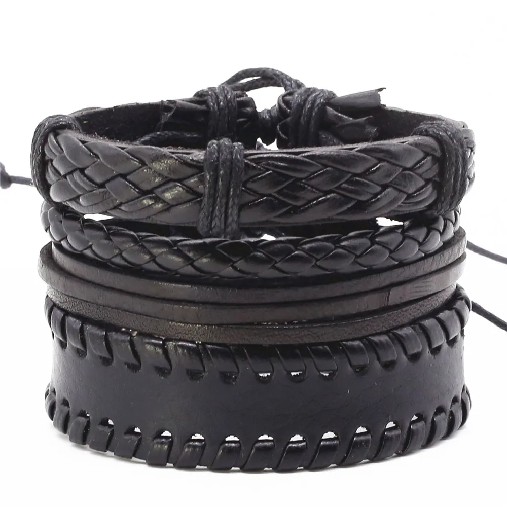 Новые Модные Винтажные кожаные веревки ручной работы из бисера тканые мужские