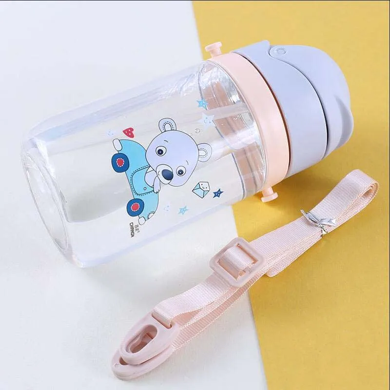 420ml Strap Gray 420 мл для кормления, на присоске бутылочки чашки для детей всех возрастов, бутылка для питьевой воды для младенцев, детский тренировочный соломы сплошной бутылочка для кормления - Цвет: 420ml Strap Gray