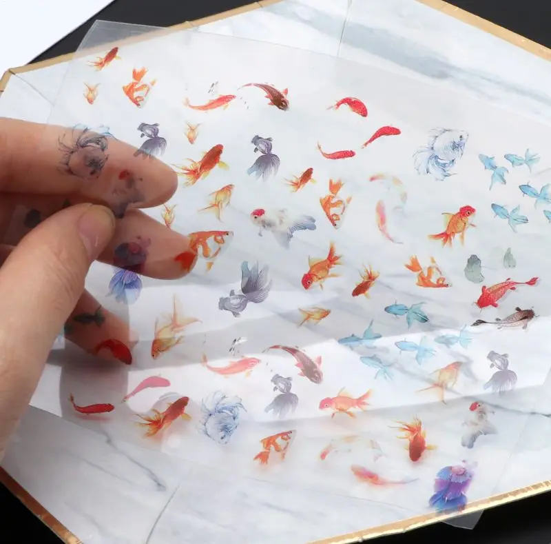 3D золотая рыбка прозрачная пленка Смола DIY наклейки водная картина Изготовление ювелирных изделий