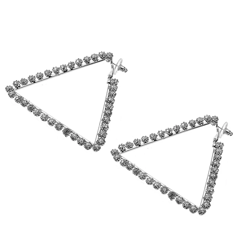 Модные блестящие треугольные серьги подвески со стразами геометрические капли