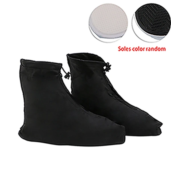 Черный Новинка; 1 пара; S-XXL; Многоразовые резиновые сапоги; зимние бахилы; водонепроницаемая обувь; удобные; ПВХ; Однотонный; черный; белый; чехол унисекс - Цвет: Черный