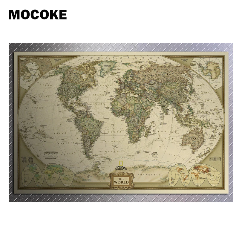 Карта мира бумажные постеры в стиле ретро винтажный стиль Ретро наклейки на