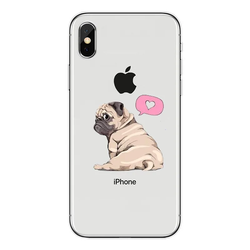 Мягкий чехол из ТПУ для iPhone 5 5S SE 6 6S 7 8 Plus XR X XS Max Pug Dog силиконовый телефона|Бамперы| |