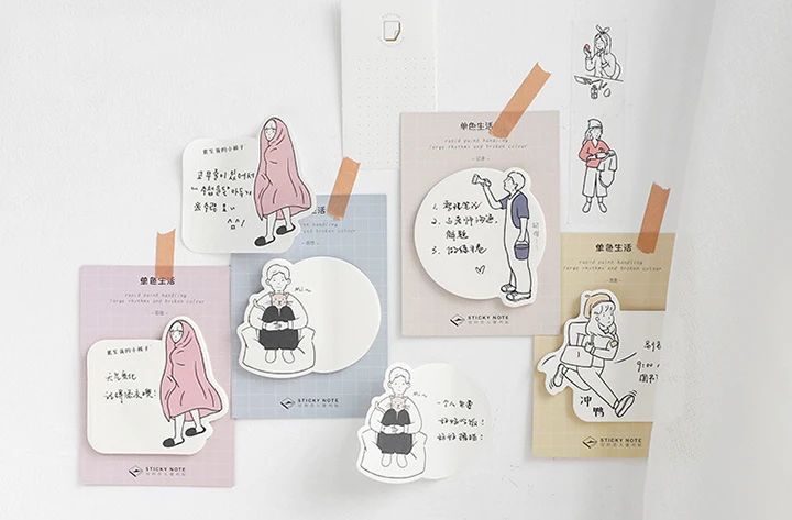 Kawaii милая девушка монохромный жизни Sticky Note студент стикер сообщений маркер Скрапбукинг блокнот канцелярские 1 шт