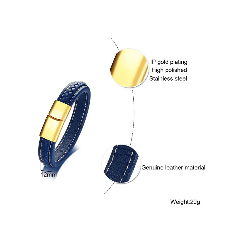 Мужские Плетеные браслеты из натуральной кожи Vnox мужские повседневные ювелирные