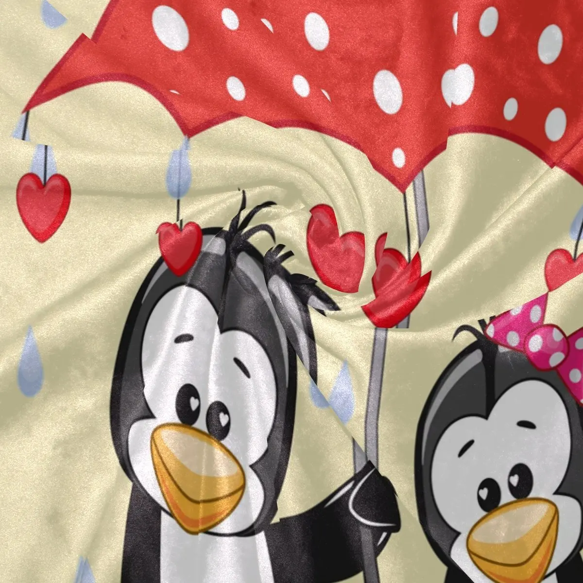 Cute Love Penguin with Red Umbrella Blanket Soft Warm Cozy Bed Couch Lightweight Polyester | Дом и сад