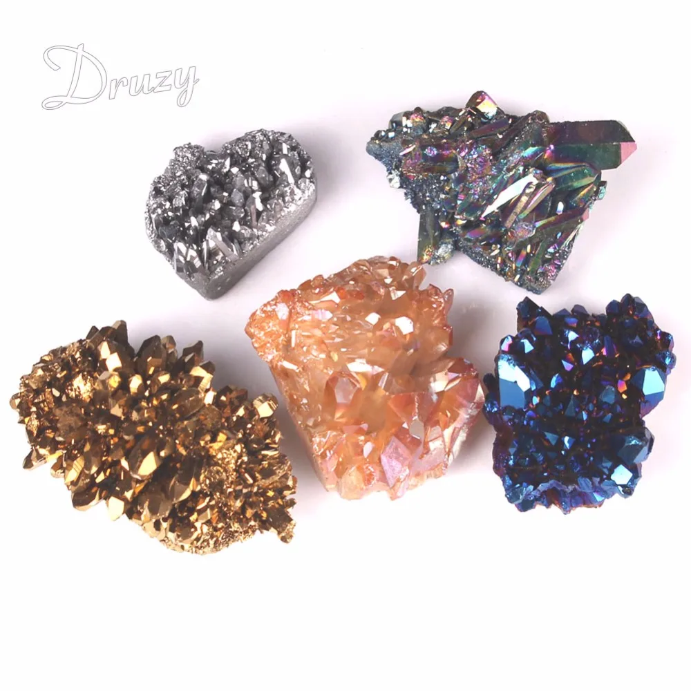 Druzy1pc необработанные жеоды Специальный натуральный камень рейки чакры титановые
