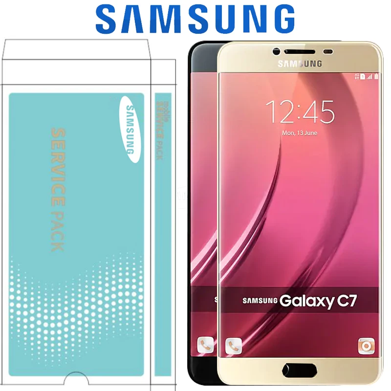 Черный золотой белый 100% оригинал супер AMOLED экран 5 7 дюйма для SAMSUNG Galaxy C7 ЖК-дисплей