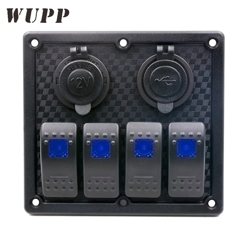 WUPP 5PIN переключатель панель 4 Gan синий индикатор выключатель света Панель с