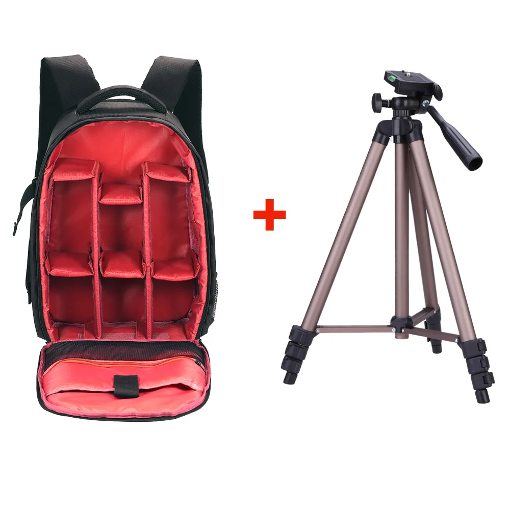 Andoer открытый износостойкий DSLR камера сумка Видео рюкзак водостойкий Многофункциональный дышащий фотография камеры Сумки - Цвет: RED WITH TRIPOD