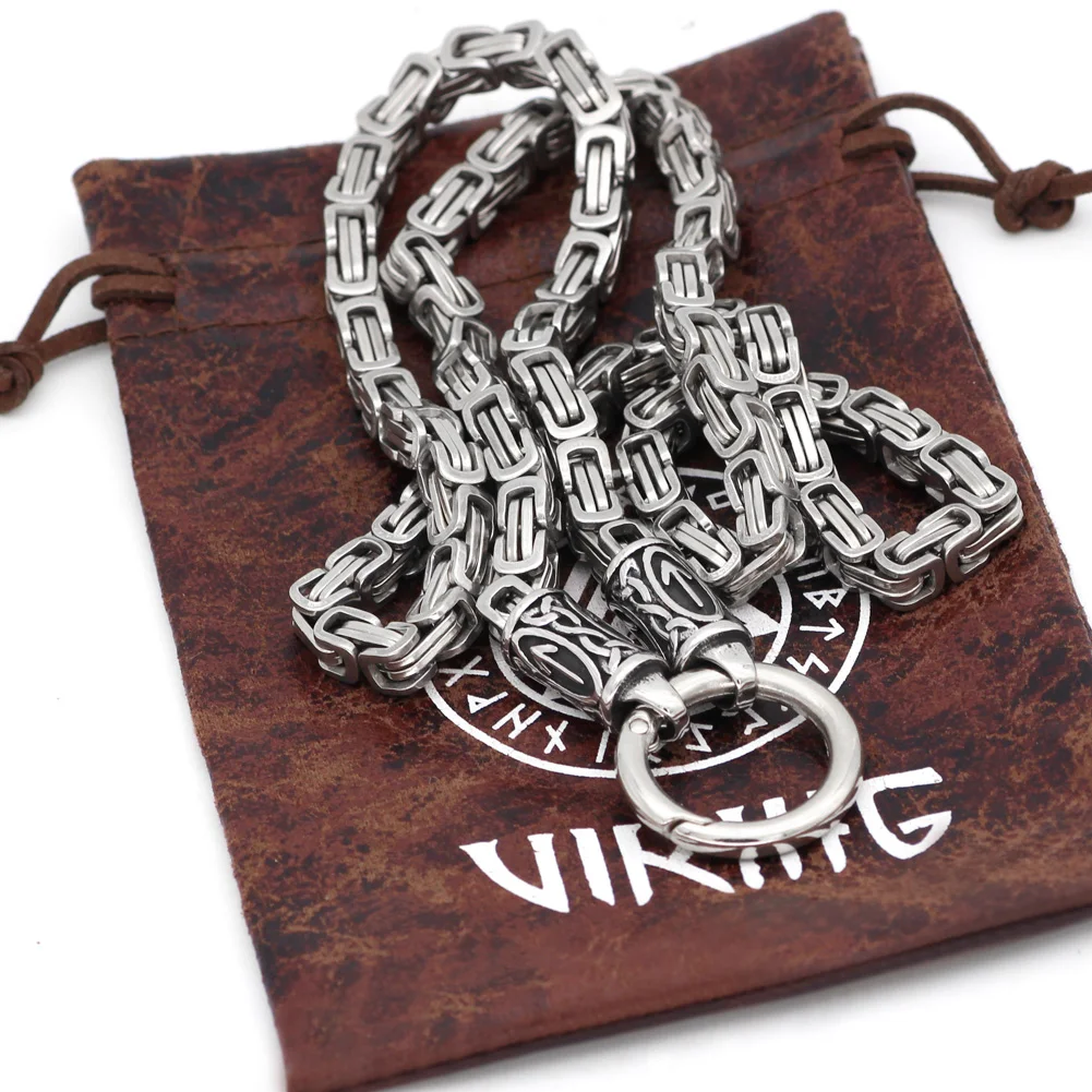 Женская Руна с кулоном молотка Тора ожерелье из нержавеющей стали цепочка king