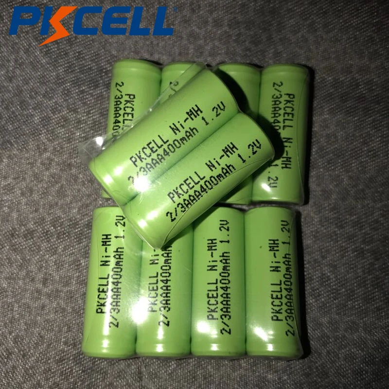 10 х PKCELL 2/3AAA NiMH батареи 400 mAh 1 2 V Ni MH аккумуляторная батарея без вкладки с плоским