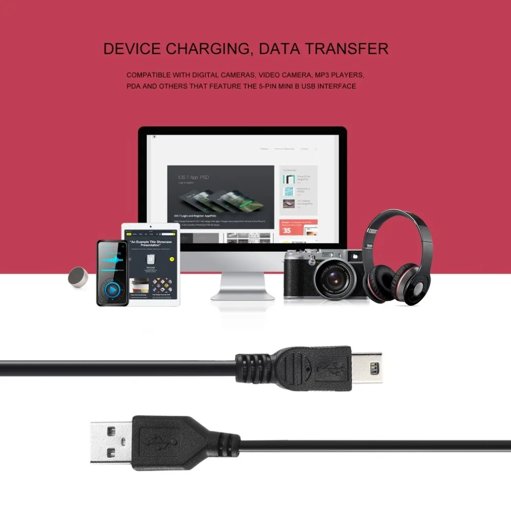 80 см USB 2 0 папа A к Mini B 5 контактный кабель для зарядки цифровых камер MP3/MP4 плеер