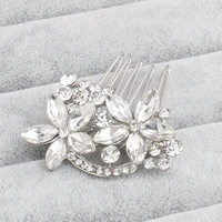 floralbride art deco clear rhinestones crystal flower leaf alloy wedding hair comb bridal hair accessories hair jewelry