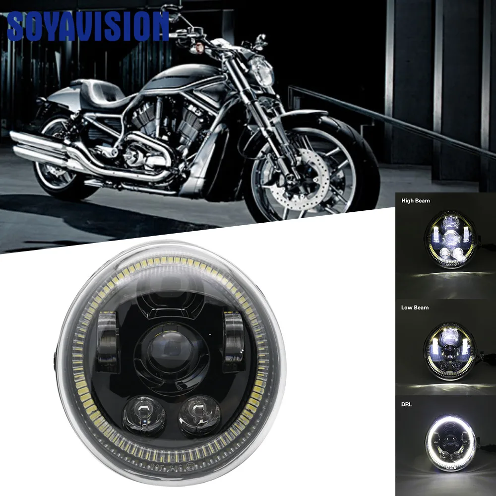 DOT VRSC/V-ROD LED Headlight With DRL Halo Ring Vrod Oval for Harley V Rod VRSCF VRSC VRSCR Headlamp |
