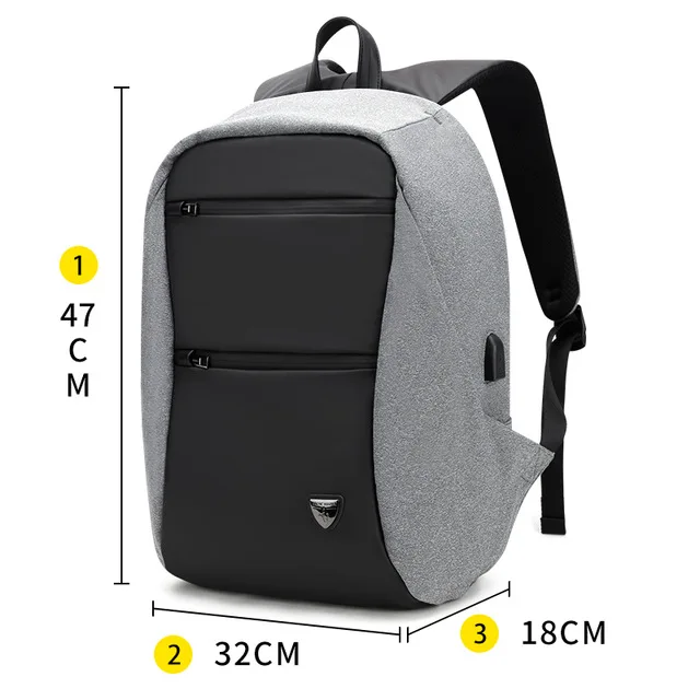 ARCTIC HUNTER 00207 модный рюкзак с защитой от кражи, мужской рюкзак для ноутбука, 15,6 дюймов, водонепроницаемый рюкзак с зарядкой через usb для путешествий, рюкзаки для подростков - Цвет: no lock white