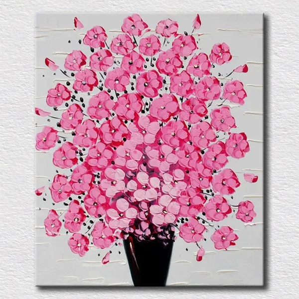 

Home Decoration Art Paintings Pink Flowers Oil Painting Wall Pictures on Canvas Pictures for Best Gift High Quality