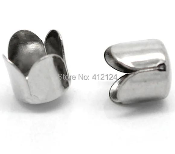

50Pcs Silver Tone End Beads Caps Fit Chain Tassel Diy Jewelry Making Findings Charms 8x8mm
