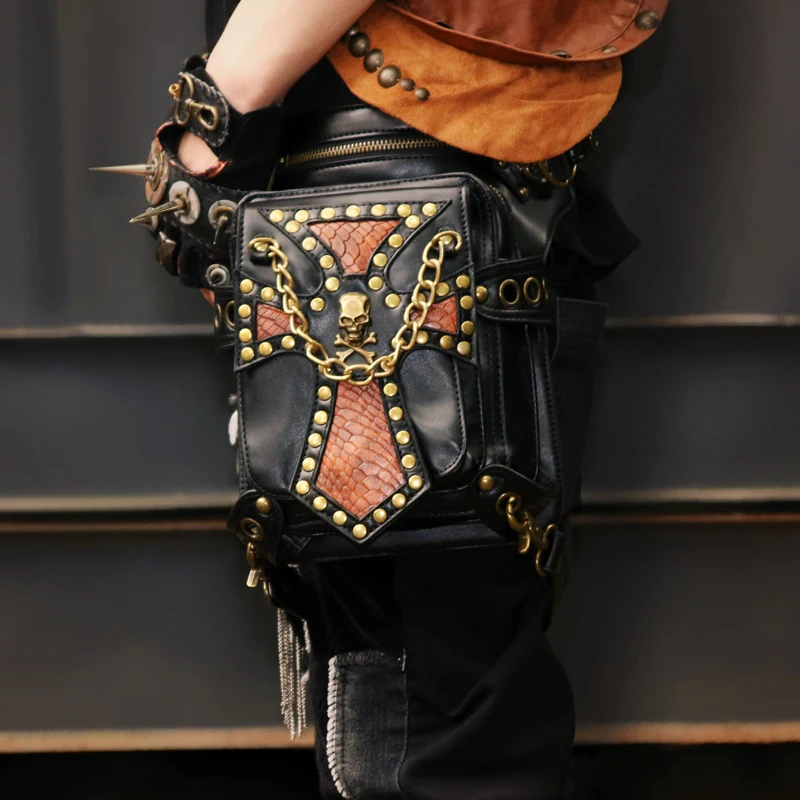 

Gear Duke Versatile Steampunk Messenger Bags Vintage Rivet And Thread Design Waist Bag Men Women Crossbody Shoulder Phone Bags