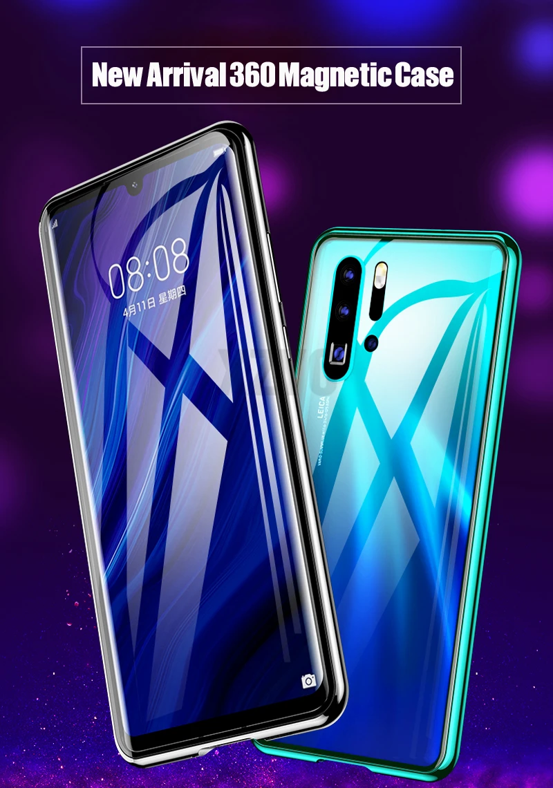 360 Полный Магнитный чехол для huawei P30 Pro P20 mate 20 металлический бампер 12D Передняя сенсорная пленка закаленное стекло крышка huawei P30 Pro Чехол