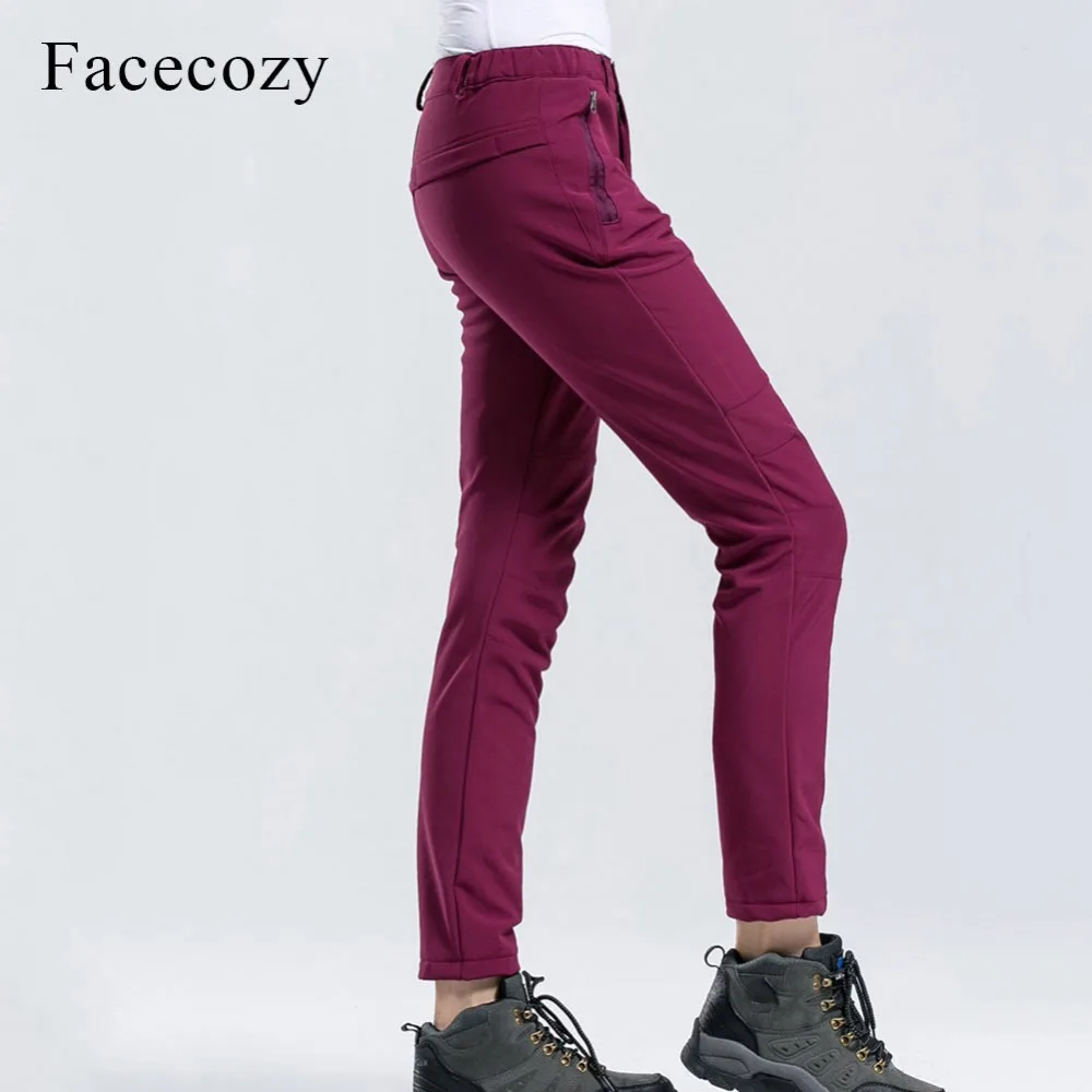 Женские уличные брюки Facecozy зимние облегающие ветрозащитные теплые флисовые из