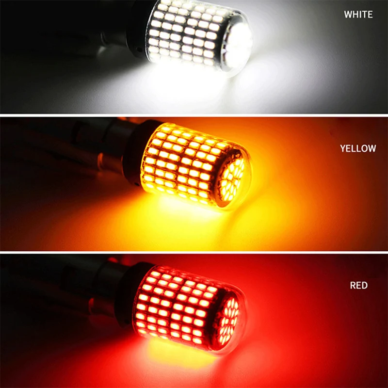 1 шт. 1156 светодиодные Canbus BA15S P21W S25 144 LED 4014 чипы 6000K белый красный желтый стоп