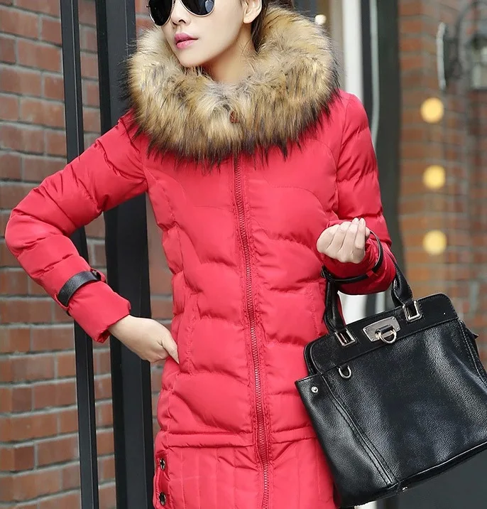 Новая мода 2020 Длинная зимняя куртка Женская с большим меховым воротником и