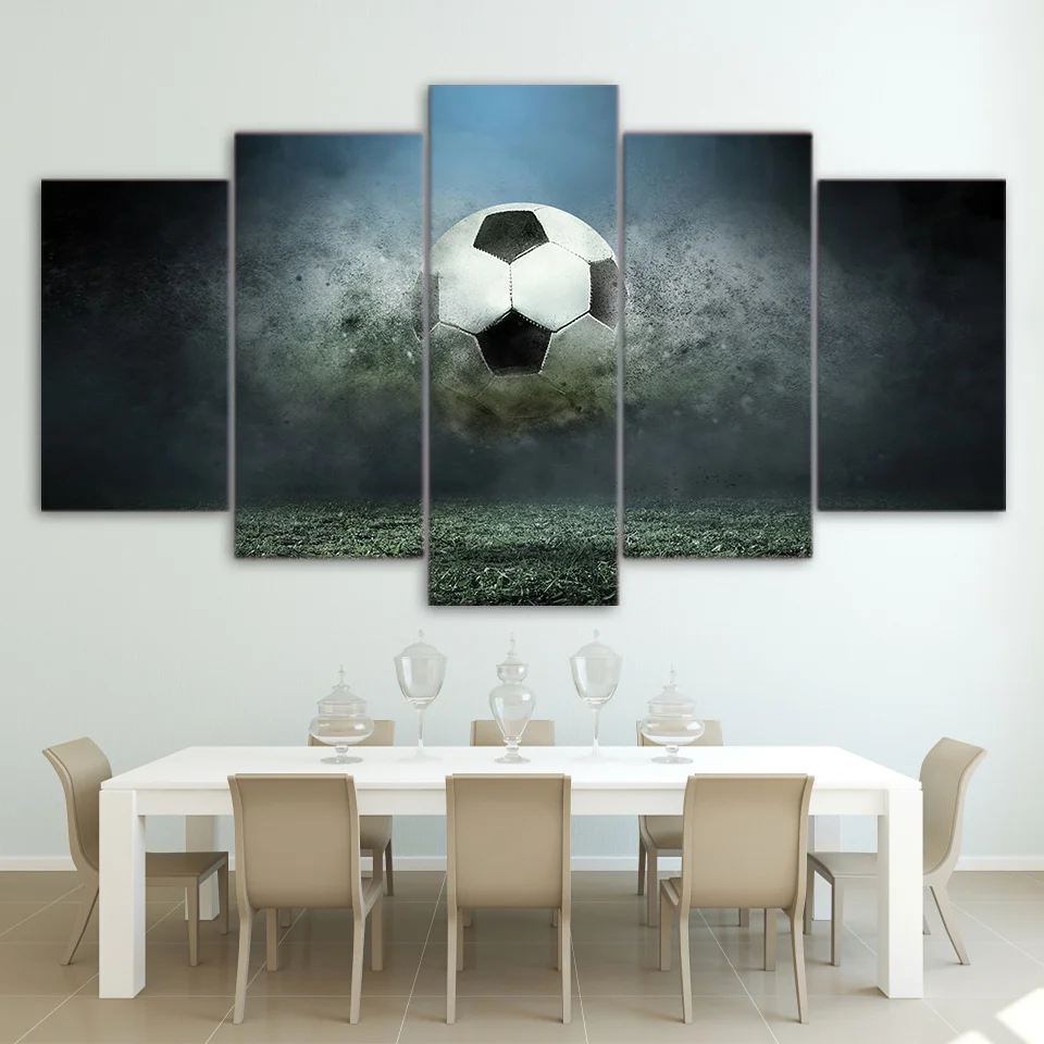 

5 Panel Canvas Wall Art Set Modern Soccer Poster Picture Football Living Room Wall Pictures Directly Factory Price