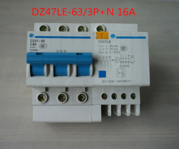 

DZ47LE-63/3P 16A earth leakage circuit breaker 3P+N C6-C60 400V
