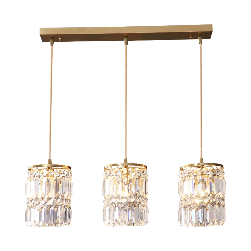 Modern Attractive Pendant Lamps Copper K9 Crystal 1 Set 3 Pieces Restaurant Hanging Suspension Light For Dinning E27 Led Lamp
