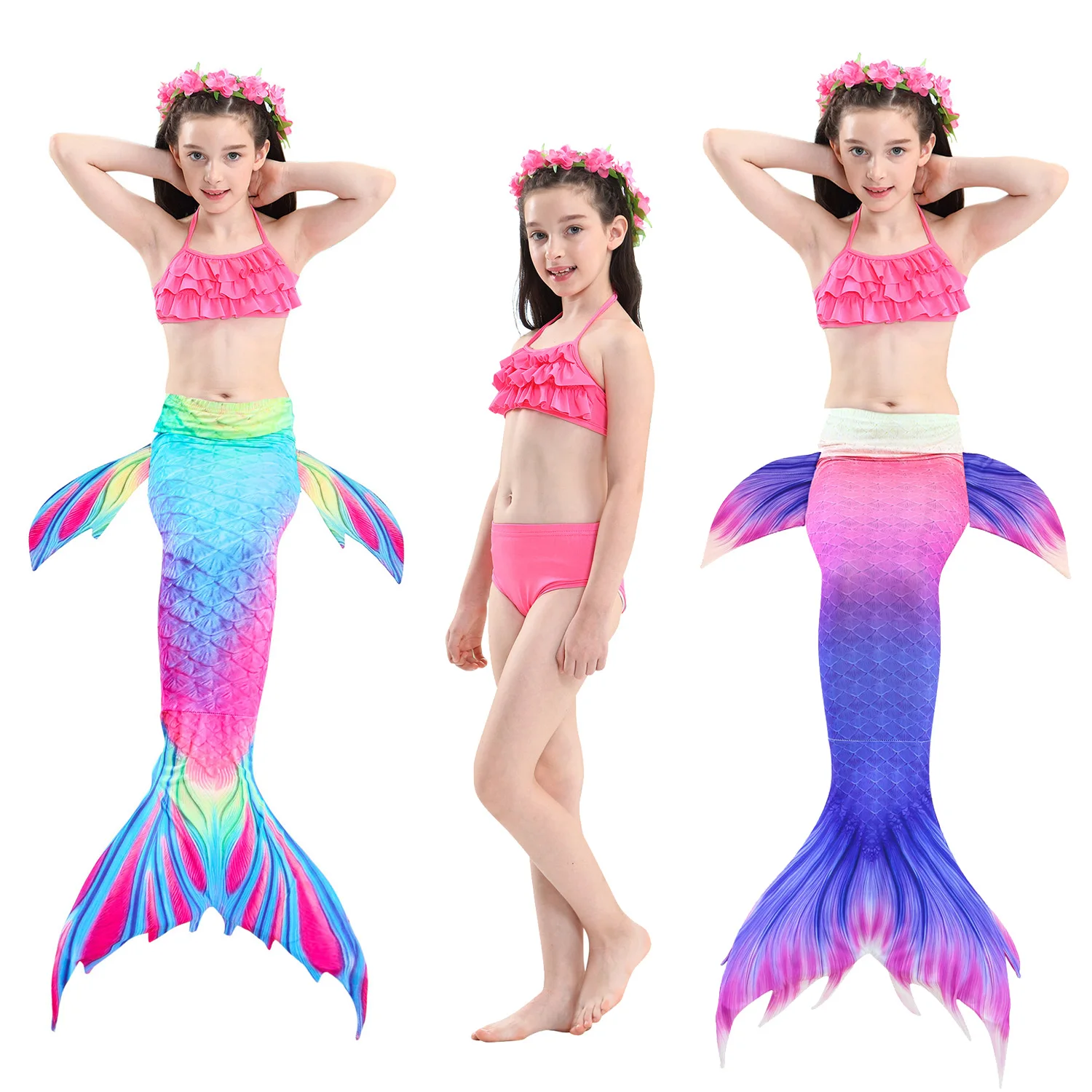 Kids Mermaid Swimsuit Girls Bikini Set Children's Costume Tails Fin Bathing Suit Summer Beach Dress Swimming Cosplay | Детская