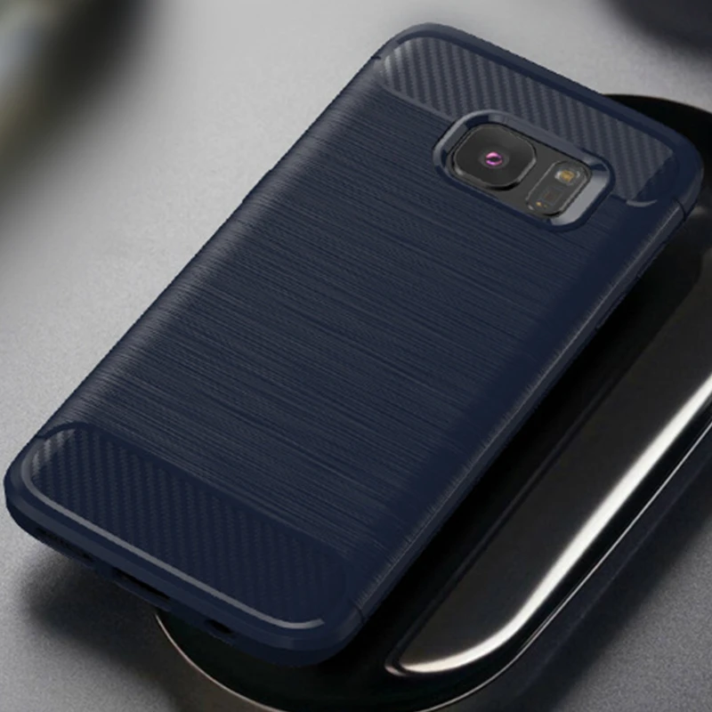Матовый Силиконовый чехол из углеродного волокна для телефона резиновый Samsung S6 S7