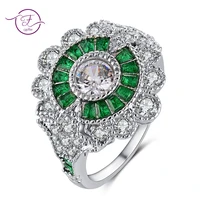 top brand green spinel fashion jewelry rings geometric womens 925 silver luxury chic ring female party wedding fine jewelry
