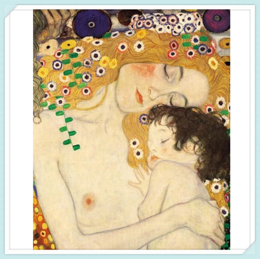 Gustav Klimt мать и сын алмазная вышивка 5d живопись полная мозаика 3d картина из страз