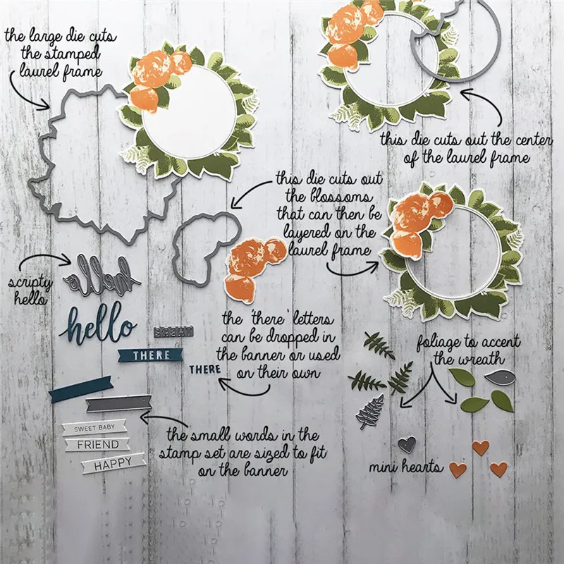 GJCrafts Hello Letter Word Dies Цветочные штампы и для скрапбукинга карты создание альбома
