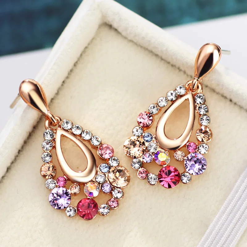 Neoglory австрийские стразы длинные серьги в форме капли воды цветные вечерние