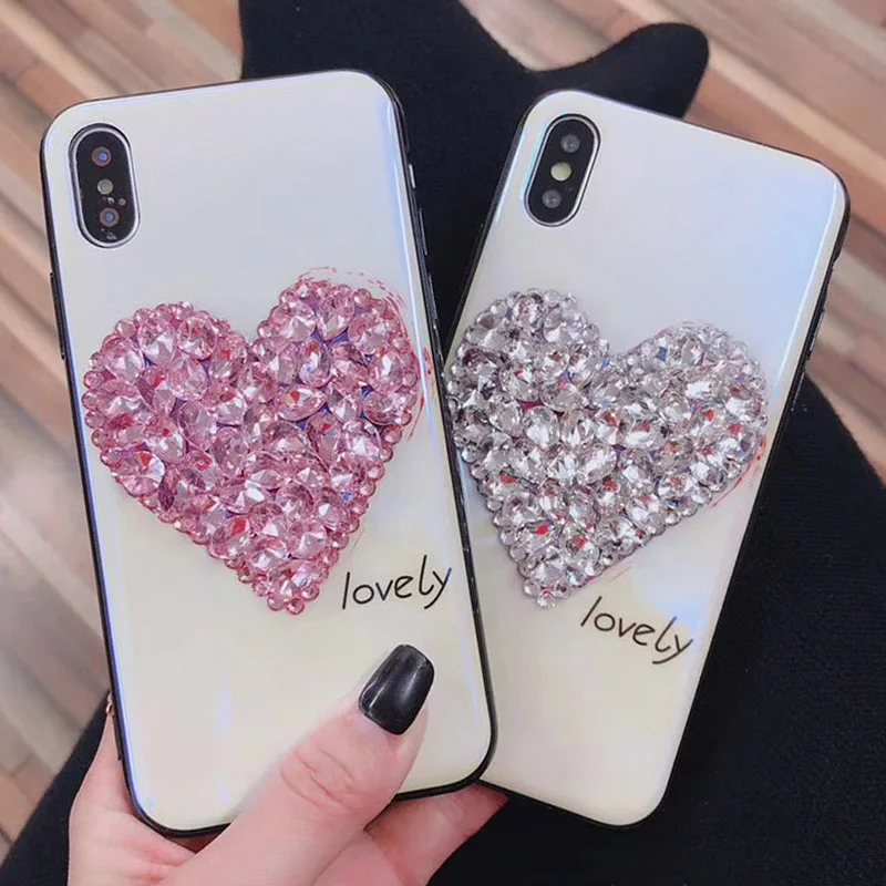 Rheinruby с украшением в виде кристаллов Стразы закаленное Стекло чехол для iPhone 6S 7 8