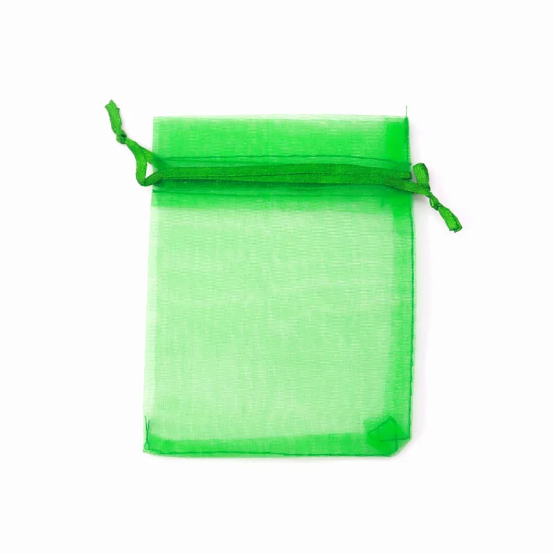 Grass Green 50 шт./лот 7x9 9x12 13x18 см маленькие мешочки из органзы для упаковки ювелирных изделий, сумки сувенир для свадебной вечеринки Подарочный мешок на шнурке Чехлы 22 цвета - Цвет: Grass Green