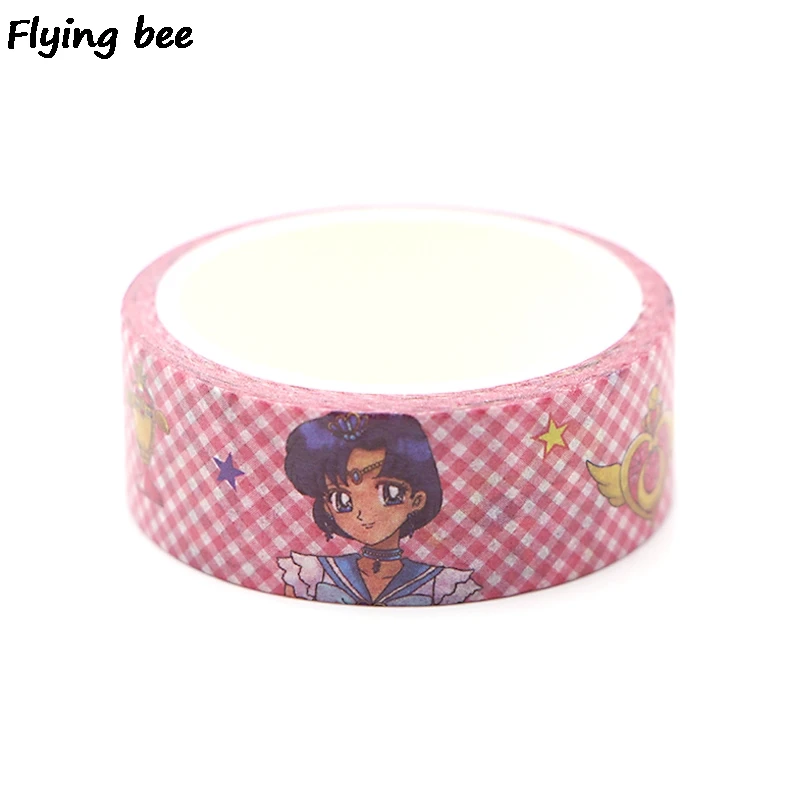 Flyingbee 15 мм X 5 м Сейлор Мун мультфильм Бумага васи клейкая лента модная клейкая лента DIY Скрапбукинг наклейка этикетка маскирующая лента X0316