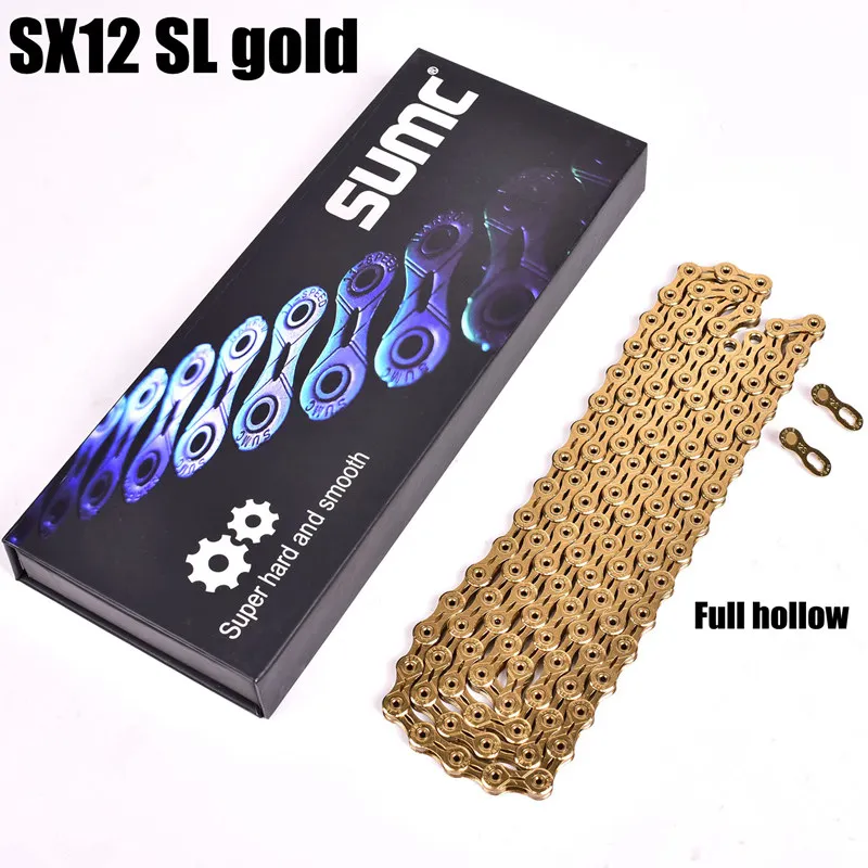 MTB Bike Chain 12 Speed Chain 126L 1x12 System 12S 24S Gold Golden Chains With Missing Link For Part K7 Bicycle Parts