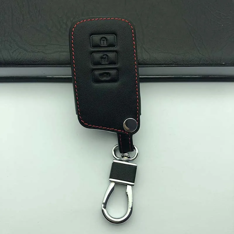 

Car Genuine Leather Remote Control Car Keychain Key Cover Case For Lexus RX270 NX200 3 Button Smart Key With Logo L518 Key case