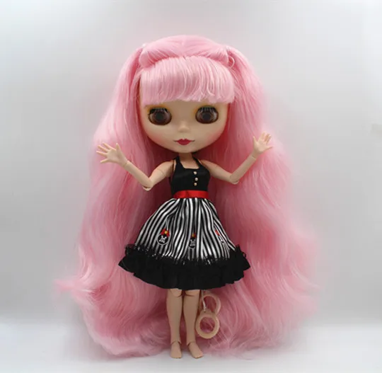 Кукла Blygirl Blyth розовая челка с закрытыми глазами матовое лицо телесная кукла 30 см