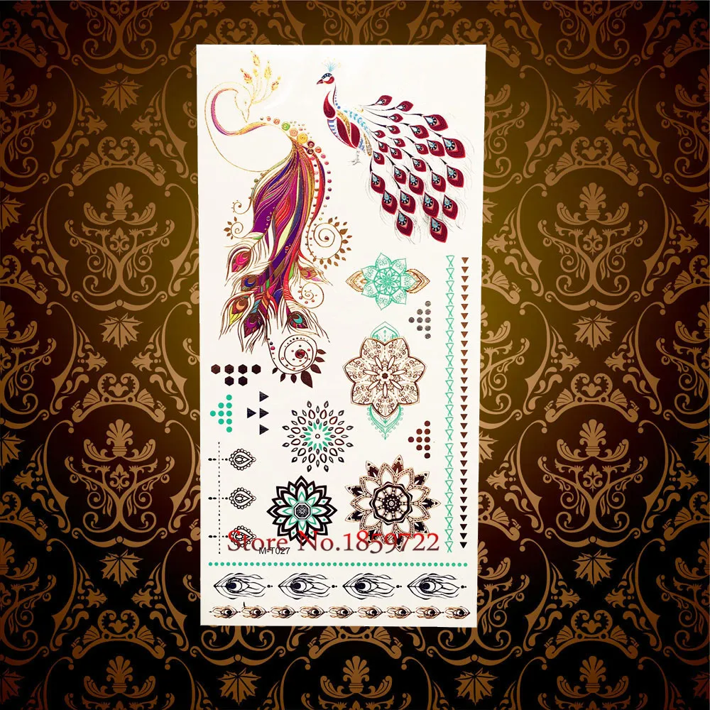 1 шт. Модная Золотая Серебряная блестящая металлическая Временная наклейка Tatttoo