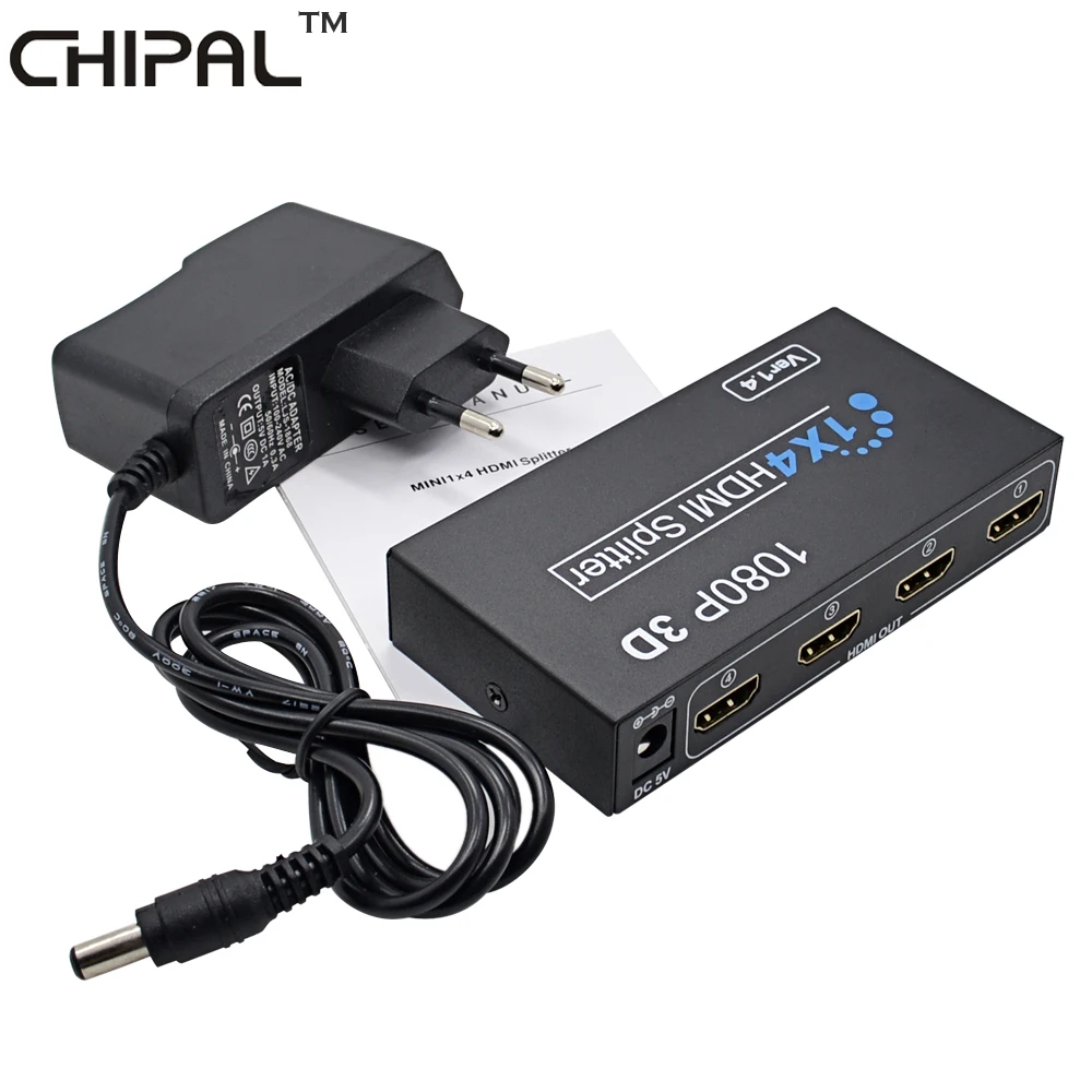 CHIPAL HD 1080P 1X4 для HDMI переключатель 1 в 4 выхода HDCP разделитель 3D порта концентратор