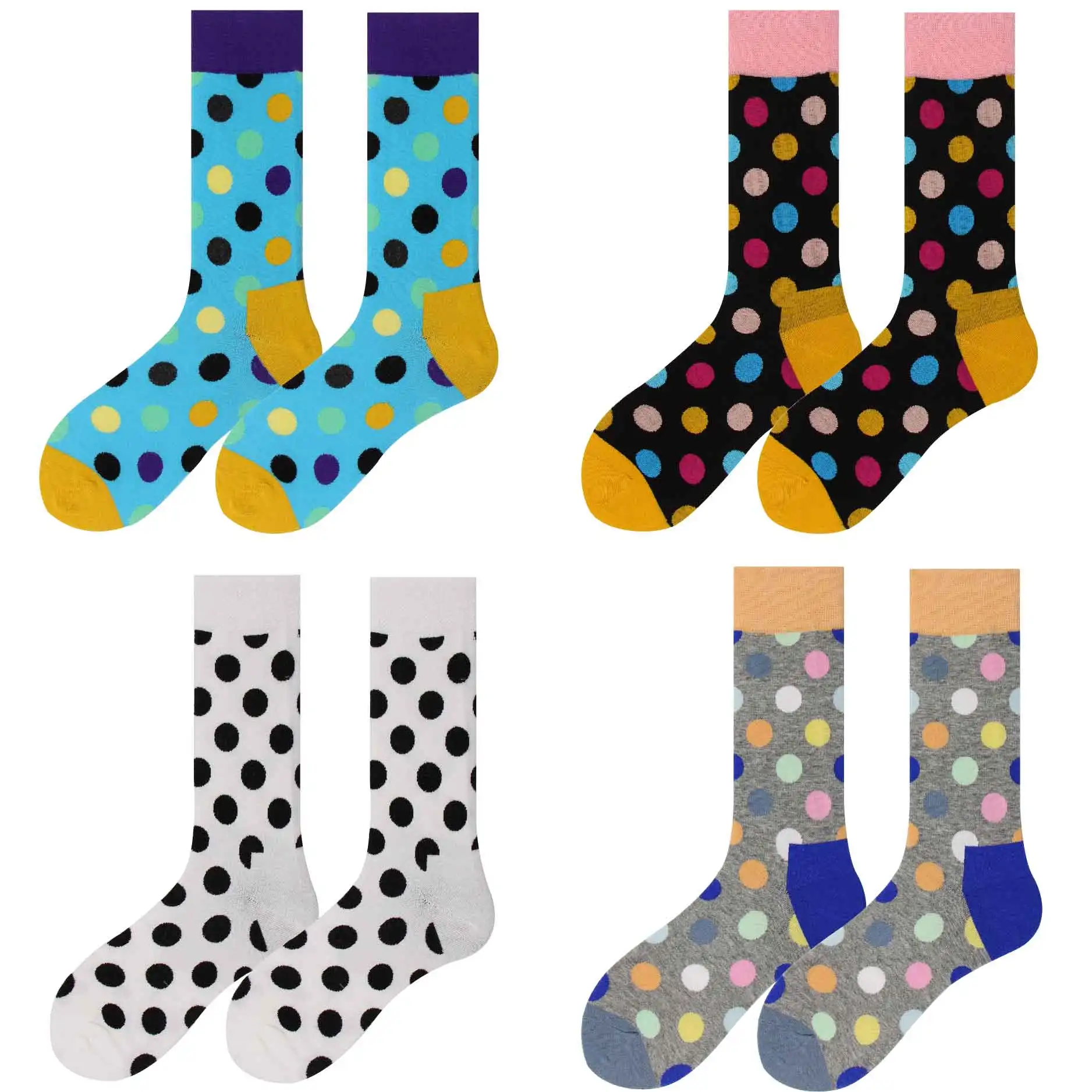 4pairs0701051819 Носки из чесаного хлопка для пары на весну, лето и осень, вечерние носки в горошек с рисунком в виде фруктов и бриллиантов для деловых поездок и отдыха - Цвет: 4pairs0701051819