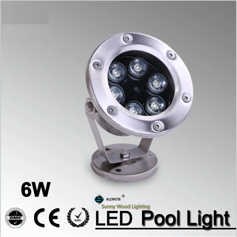 12/24 В переменного тока 6 Вт IP68 Светодиодный светильник для бассейна/пруда/фонтана