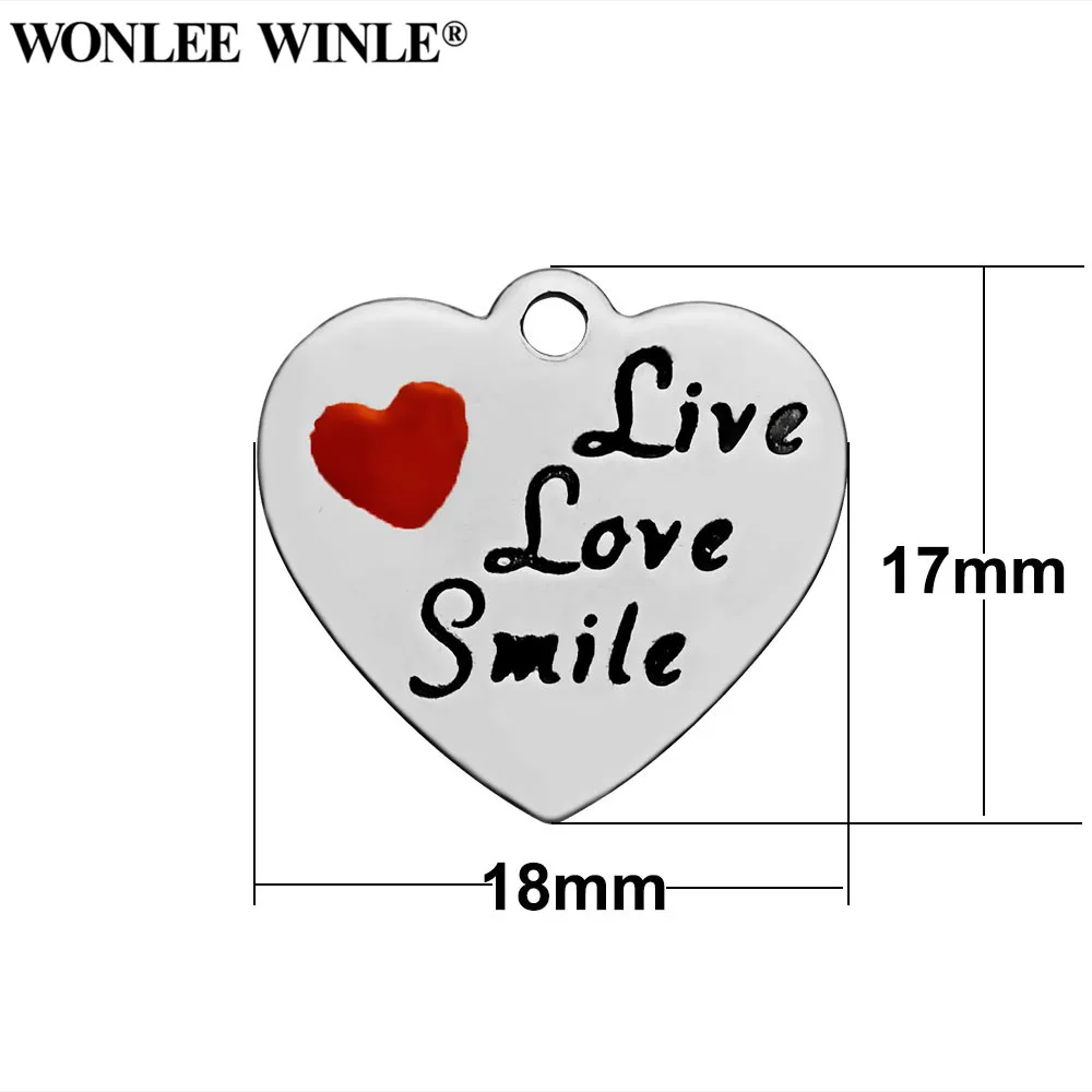 Wonlee Winle DIY полностью полированный 316l нержавеющая сталь Live Love Smile Сердце Подвески