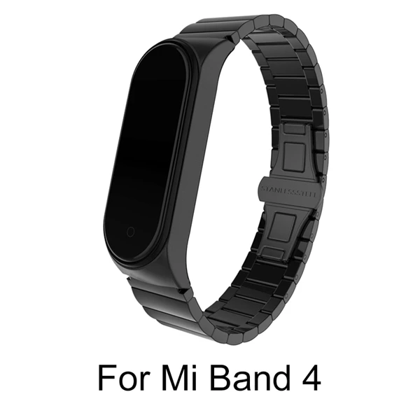 Hangrui металлический ремешок из нержавеющей стали для mi band 4 браслет для Xiaomi mi Band 3 ремешок на запястье mi band 4 металлические ремни - Цвет: Mi 4 Metal Black