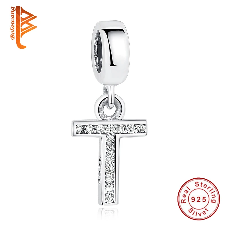 Аутентичные 925 стерлингового серебра Алфавит футболка с украшением в виде